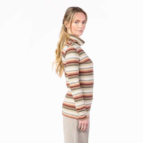 Camiseta algodón orgánico cuello alto NIA Rayas