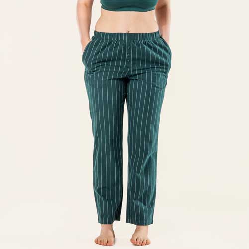 Striped women's pajama pants 100% organic cotton