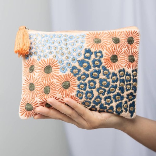 Bolso de mano terciopelo estampado floral algodón orgánico