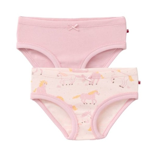 Pack of 100% organic cotton girls' panties with horses