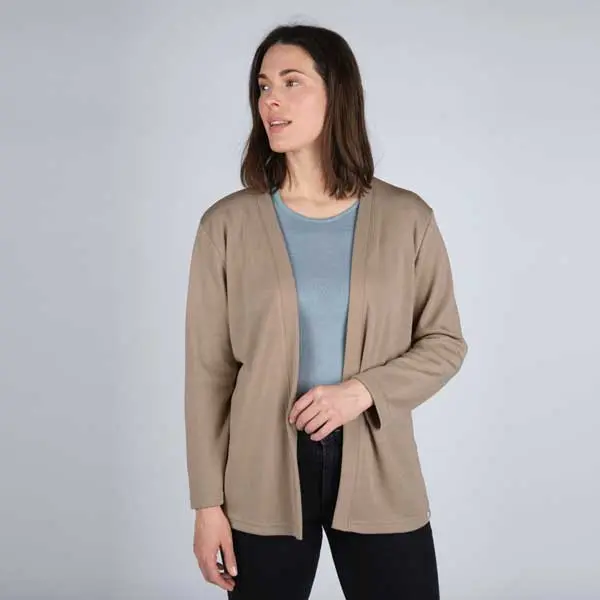 Cárdigan de lana merino orgánica marrón Mujer