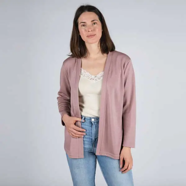 Càrdigan de llana merino orgànica Rosa