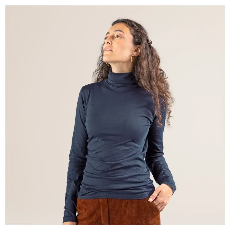 100% organic cotton turtleneck t-shirt, navy blue