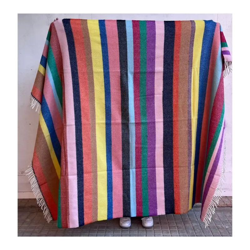Manta sofá 100% lana virgen Colores Única