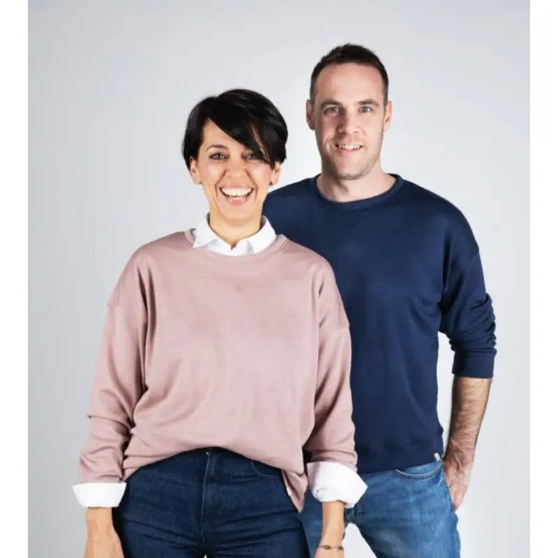 Dessuadora de llana i seda fina unisex Rosa