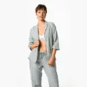 Conjunto pijama 100% algodón orgánico Rayas verde