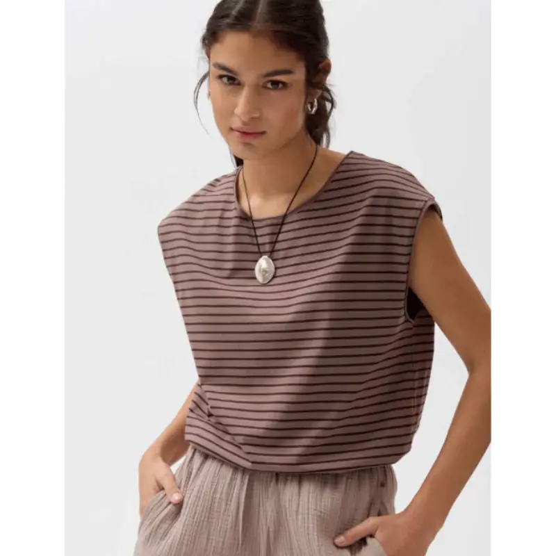 Camiseta algodón orgánico 100% sin mangas de Rayas