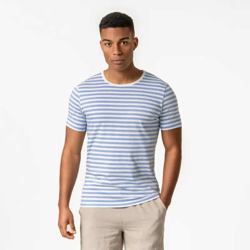 Camiseta de rayas 100% algodón orgánico para hombre