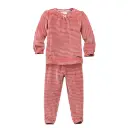 Pijama de algodón orgánico 100% de terciopelo con rayas rosas