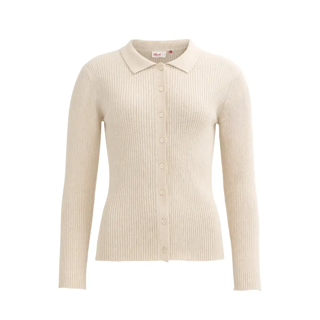 Cárdigan de punto de algodón orgánico 100% con cuello polo