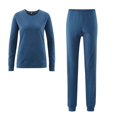 Pijama 100% cotó orgànic blau dona