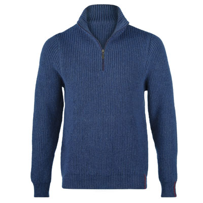 Jersey 100% lana merino cuello cremallera - Hombre