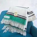 Maragata blanket made of 100% virgin wool for sofa Green stripe