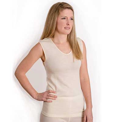 Sleeveless merino wool shirt Women