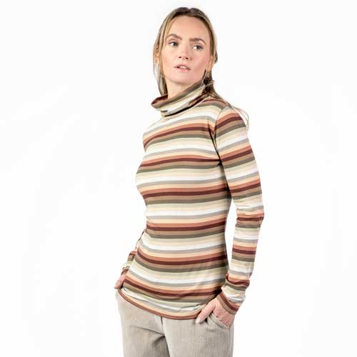 Camiseta algodón orgánico cuello alto NIA Rayas