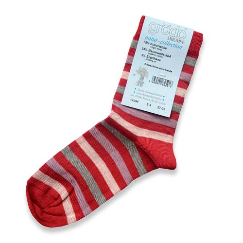 Striped wool and organic cotton sock