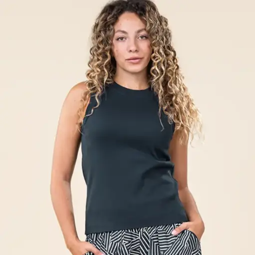 Camiseta sin mangas algodón orgánico 100% RITA Azul