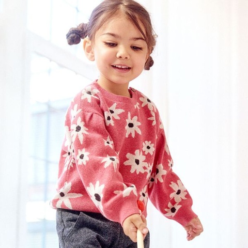 Children's sweater 100% organic cotton flowers