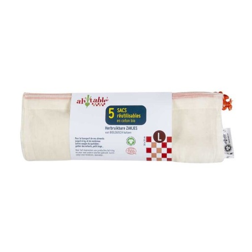 Pack of 5 reusable bags for bulk purchases, size L
