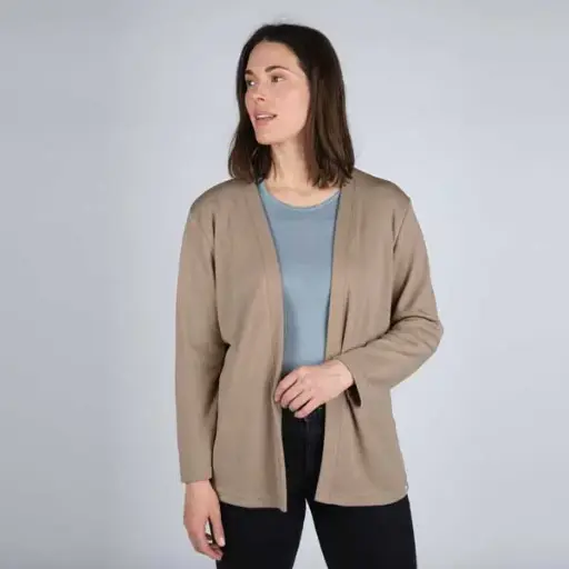 Cárdigan de lana merino orgánica marrón Mujer