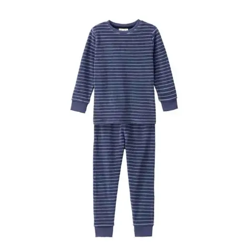 Pijama de rizo algodón orgánico 100% con rayas oscuras