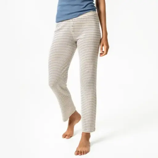 Pantalón largo de pijama 100% algodón orgánico rayas marinas