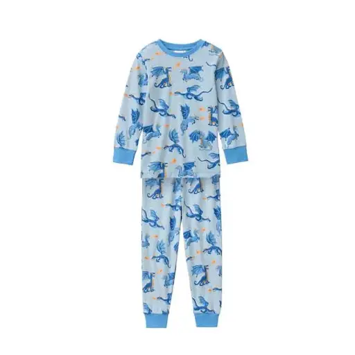 Pijama para niños 100% algodón orgánico Dragón - Talla 1-2 años