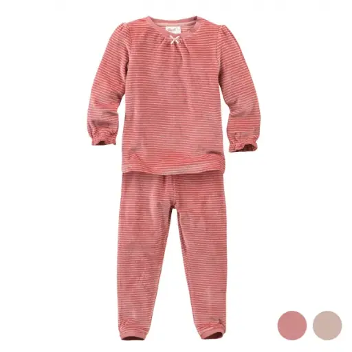 Pijama de ris cotó orgànic 100% amb ratlles roses
