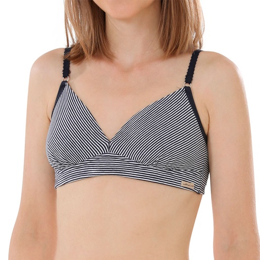 Organic cotton non-wired bra, stripes