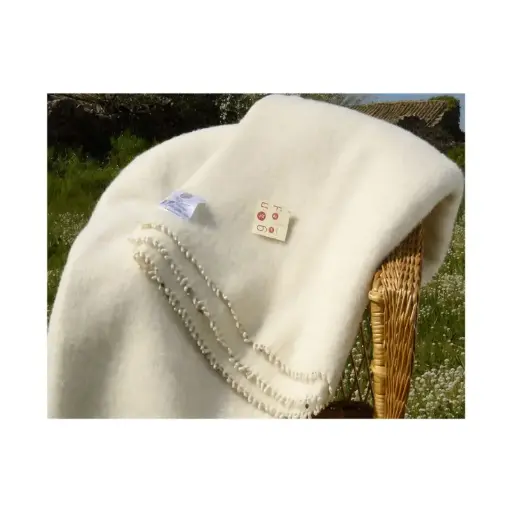 Manta de lana para cama matrimonio 100% lana virgen sin tintes